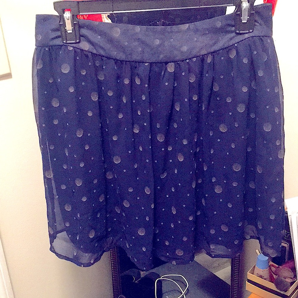 Navy blue and copper spotted skirt